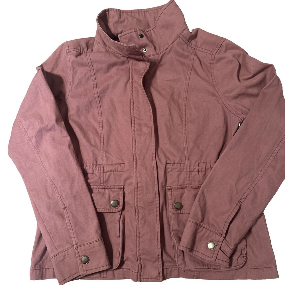 Aeropostale Womens Utility Jacket Mauve Pink Full Zip Snap Front Size M